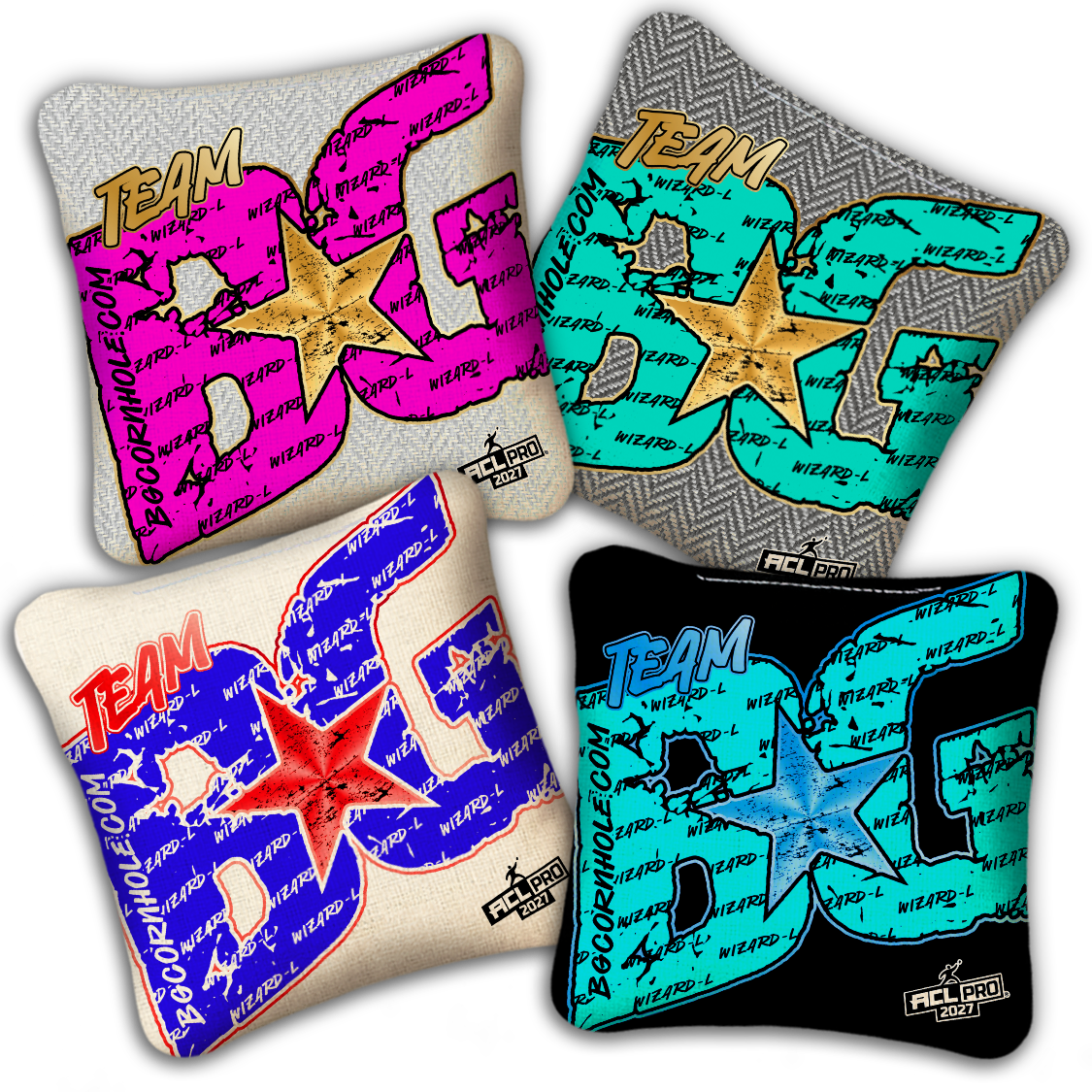 2027 ACL - BG Wizard L "Big BG Colormatch" - Pro Stamped Cornhole Bags - SET OF 4 BAGS