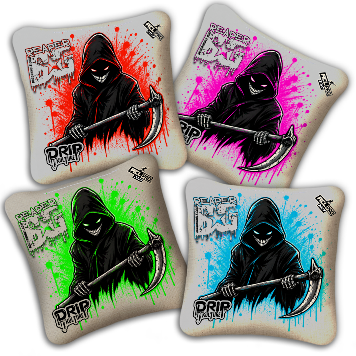 2027 REAPER - DK x BG "Evil Grin" - ACL Pro Stamped Cornhole Bags - Set of 4 Bags