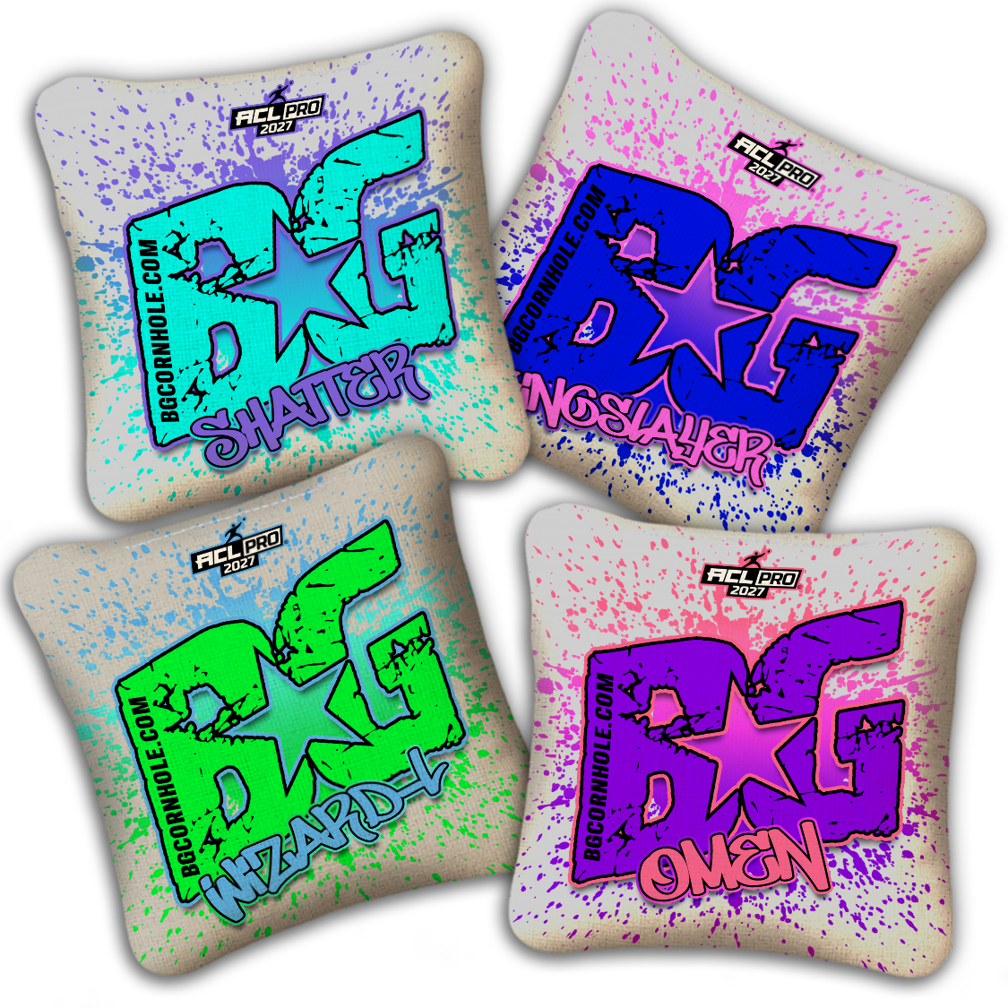 2027 ACL - BG Multiple Bag Models "PAINT SPLATTER" - Pro Stamped Cornhole Bags - SET OF 4 BAGS