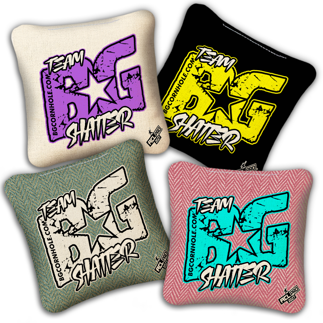2027 ACL - BG SHATTER “ESPN THROWBACK COLORMATCH" - Pro Stamped Cornhole Bags - SET OF 4 BAGS