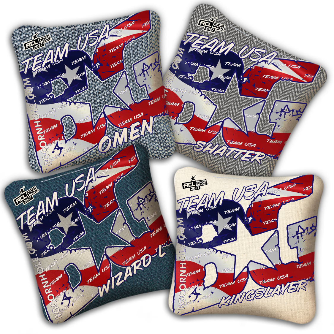 2027 ACL - BG Multiple Bag Models "TEAM USA" - Pro Stamped Cornhole Bags - SET OF 4 BAGS