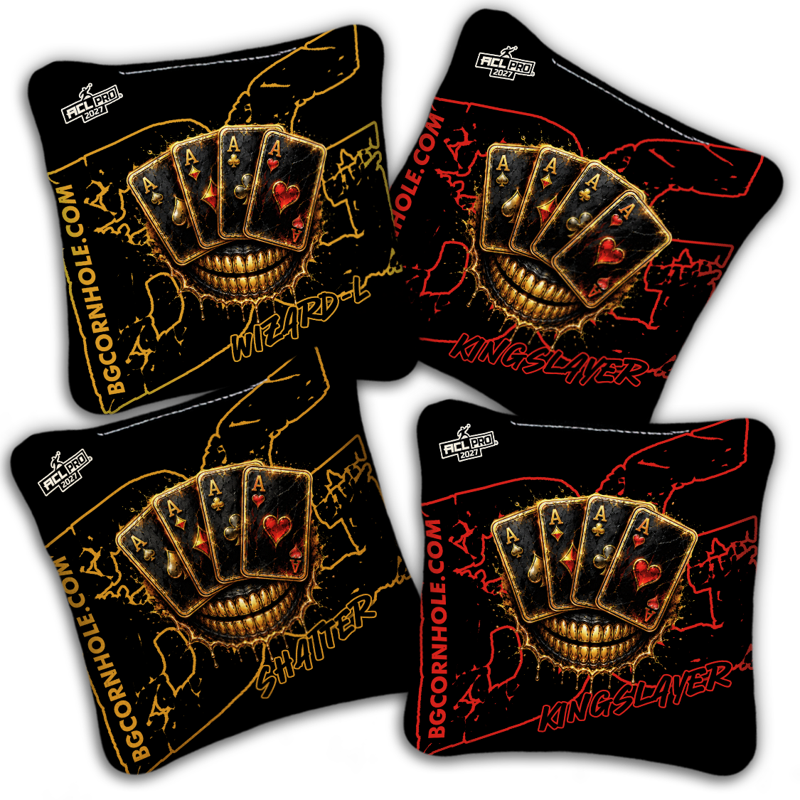 2027 ACL - BG Multiple Bag Models "DEAD MANS HAND " - Pro Stamped Cornhole Bags - SET OF 4 BAGS
