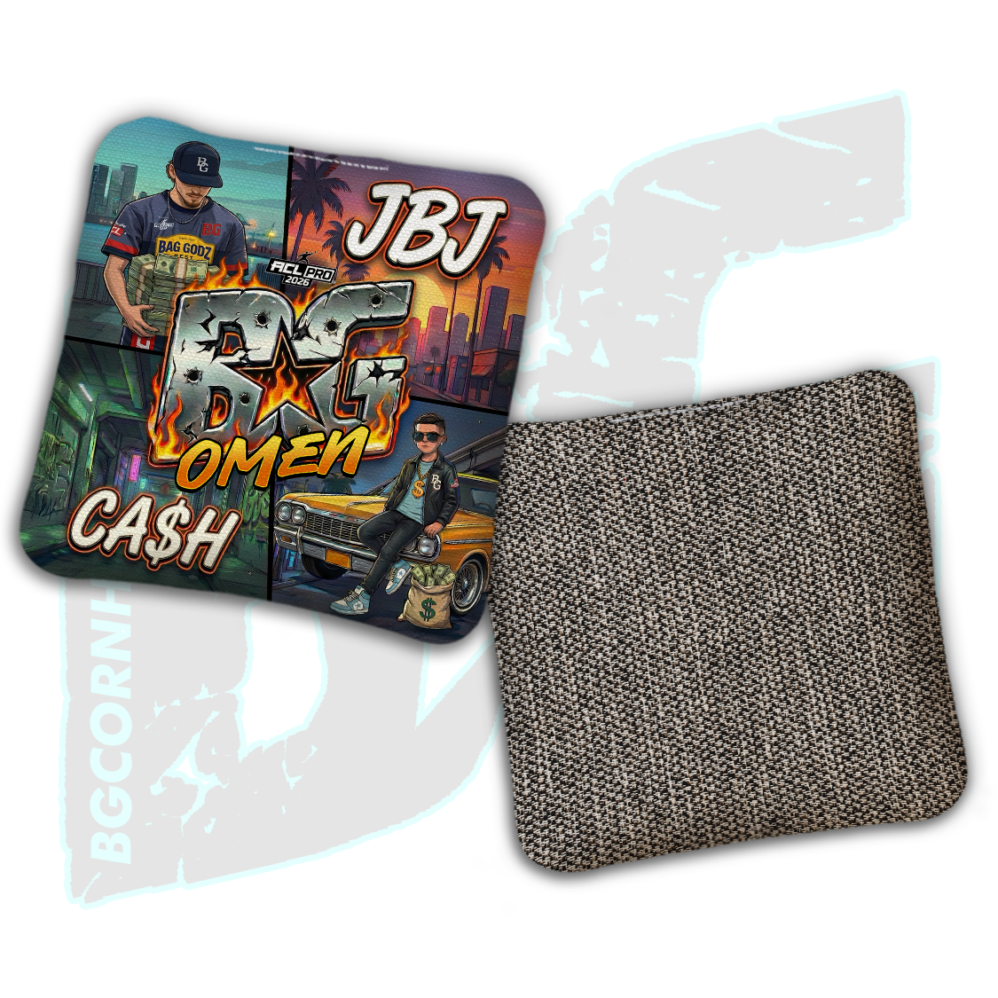 2026 BG Multiple Bag Models "CA$H/JBJ Hustler Edition" - ACL Pro Stamped Cornhole Bags - SET OF 4 BAGS