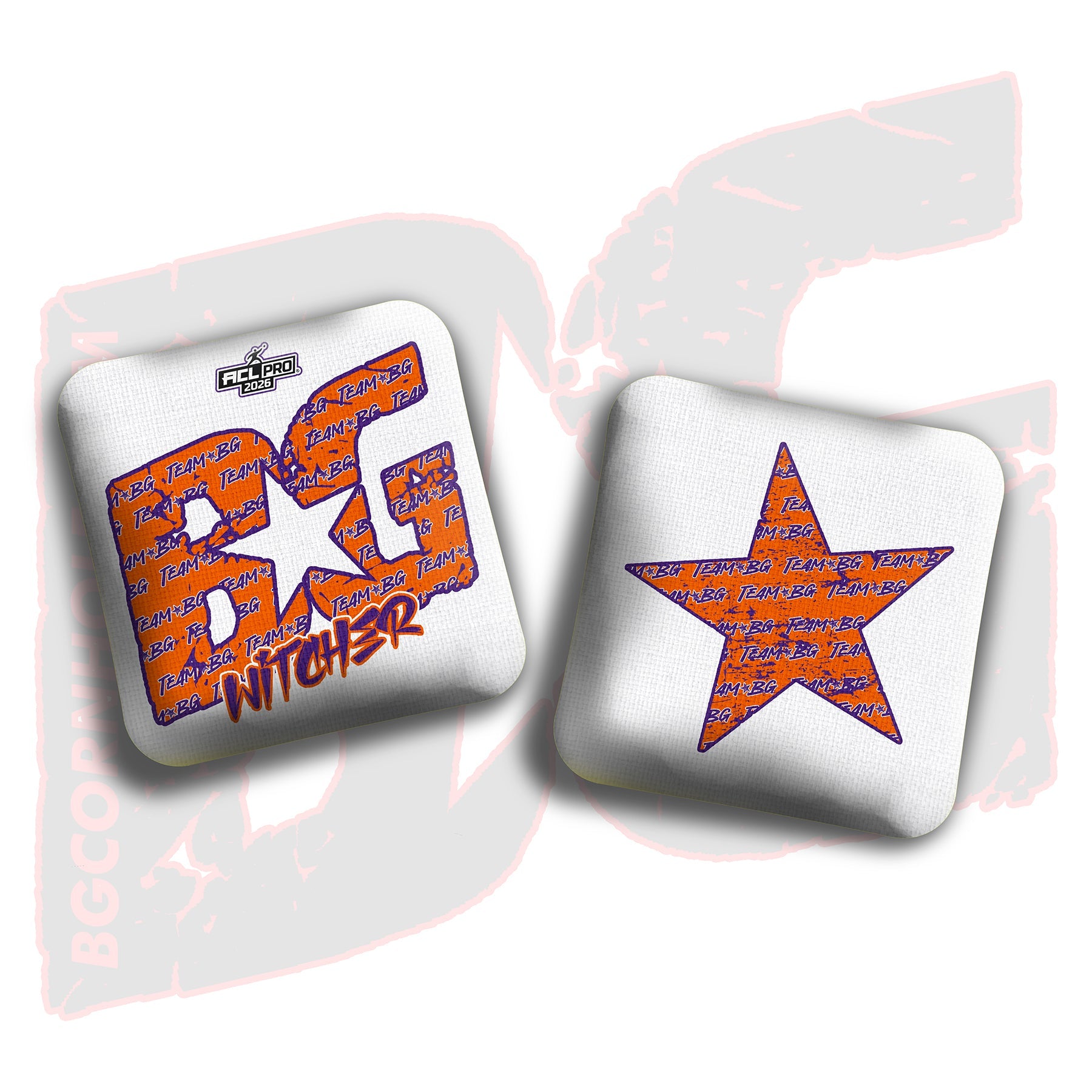 2026 BG Multiple Bag Models "Orange/Purple Logo Colormatch " - ACL Pro Stamped Cornhole Bags - SET OF 4 BAGS