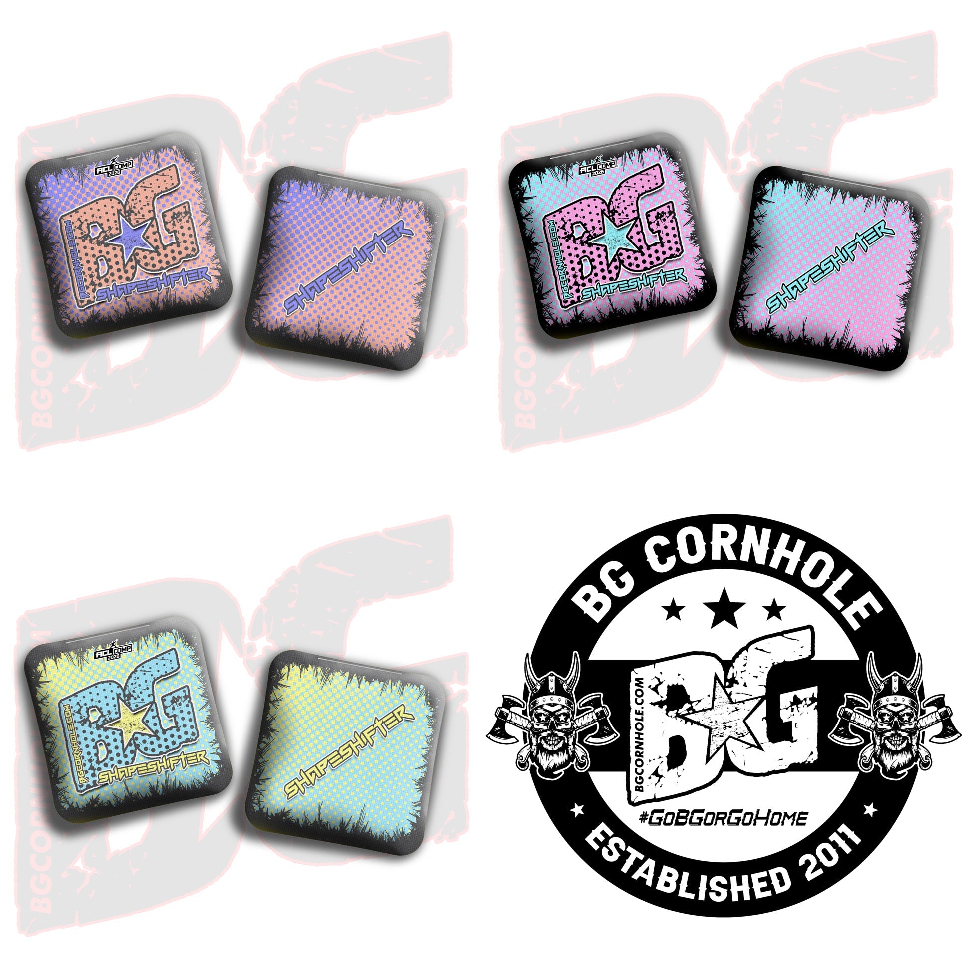2026 BG Comp Shapeshifter - "Halftone" - ACL Comp Stamped Cornhole Bags - SET OF 4 BAGS