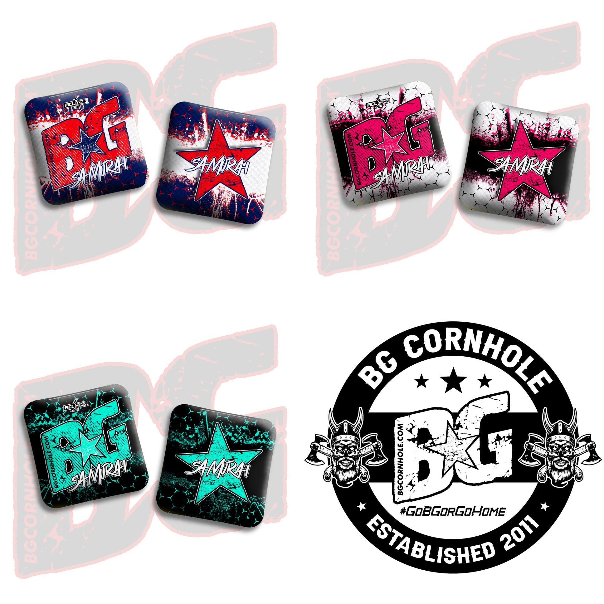 2026 BG Comp Samurai- "Hex Godz" - ACL Comp Stamped Cornhole Bags - SET OF 4 BAGS