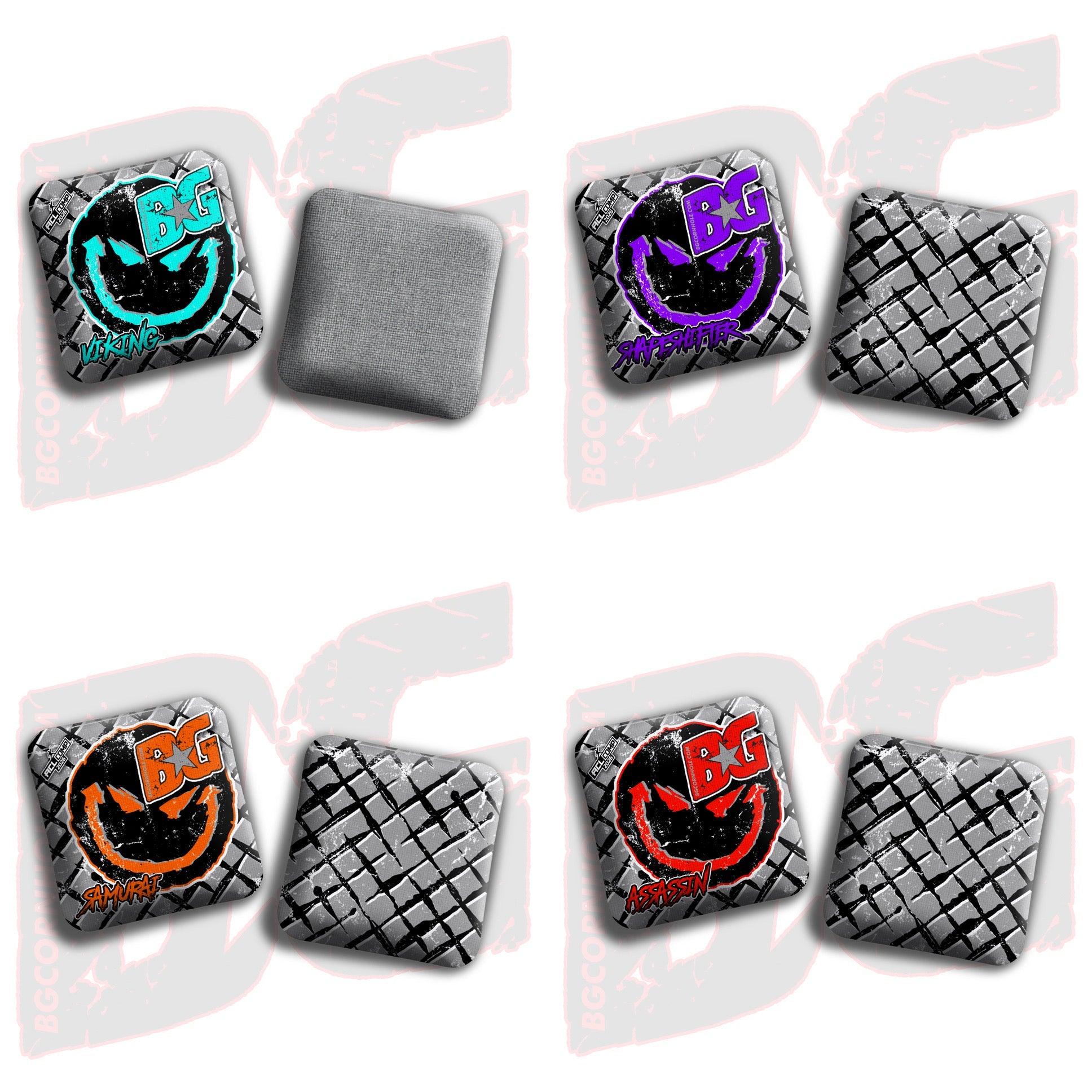 2026 BG Multiple Bag Models - "Evil Grin" - ACL Comp Stamped Cornhole Bags - SET OF 4 BAGS