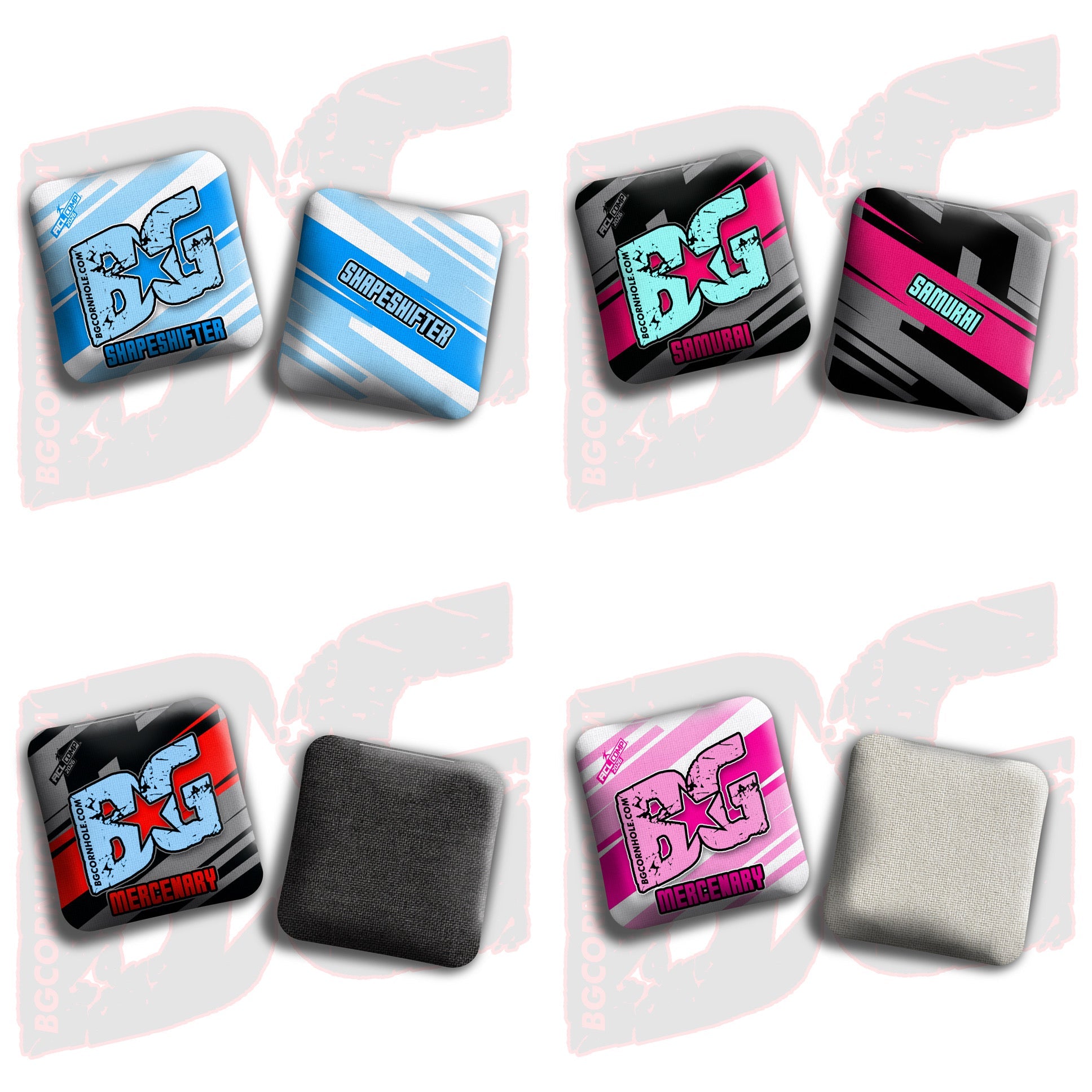 2026 BG Multiple Bag Models - "Slash" - ACL Comp Stamped Cornhole Bags - SET OF 4 BAGS