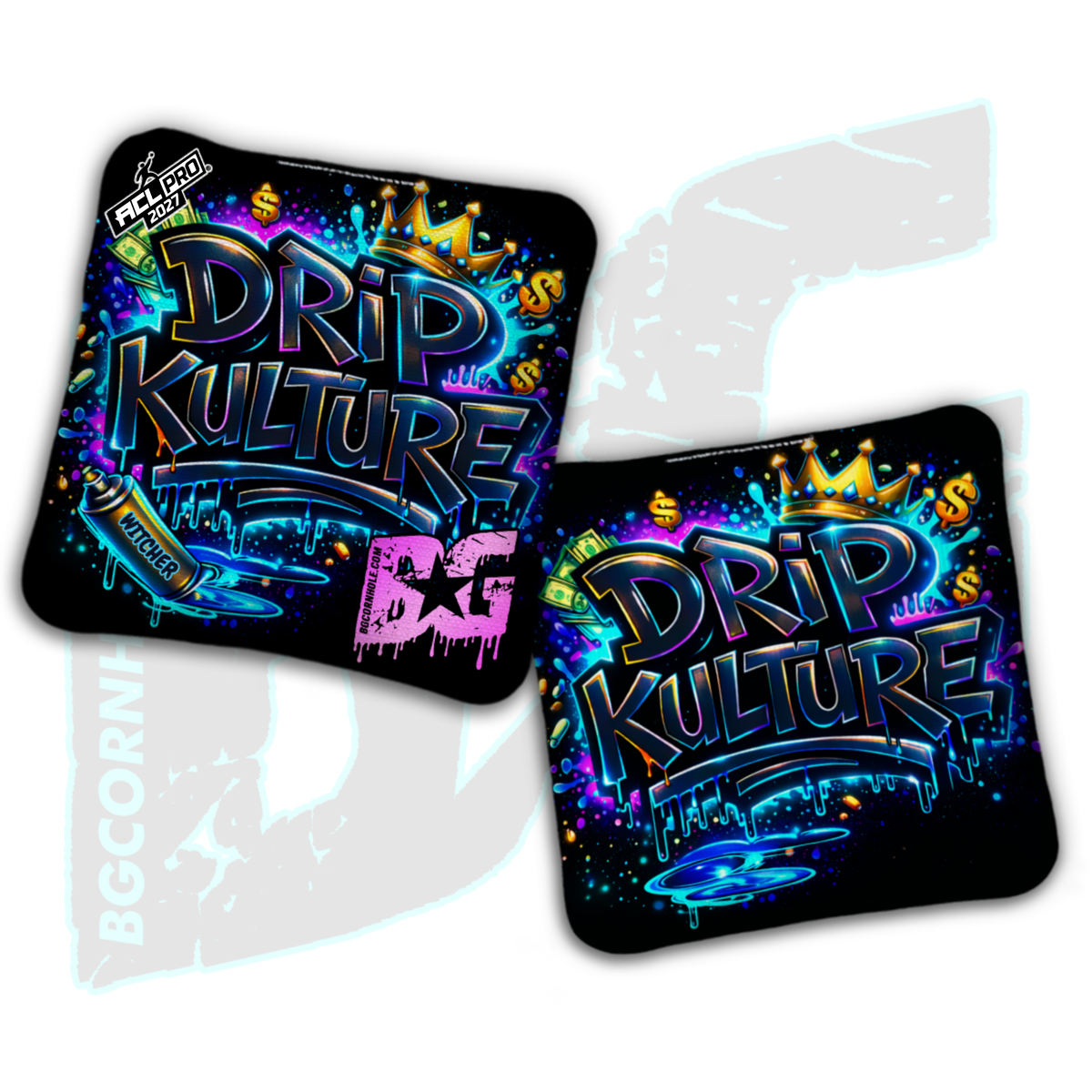2027 Multiple Bag Models - DK x BG "Graffiti King" - ACL Pro Stamped Cornhole Bags - Set of 4 Bags