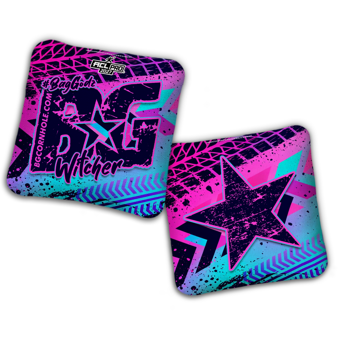 2027 ACL - BG Multiple Bag Models "GRUNGE TRACKS" - Pro Stamped Cornhole Bags - SET OF 4 BAGS