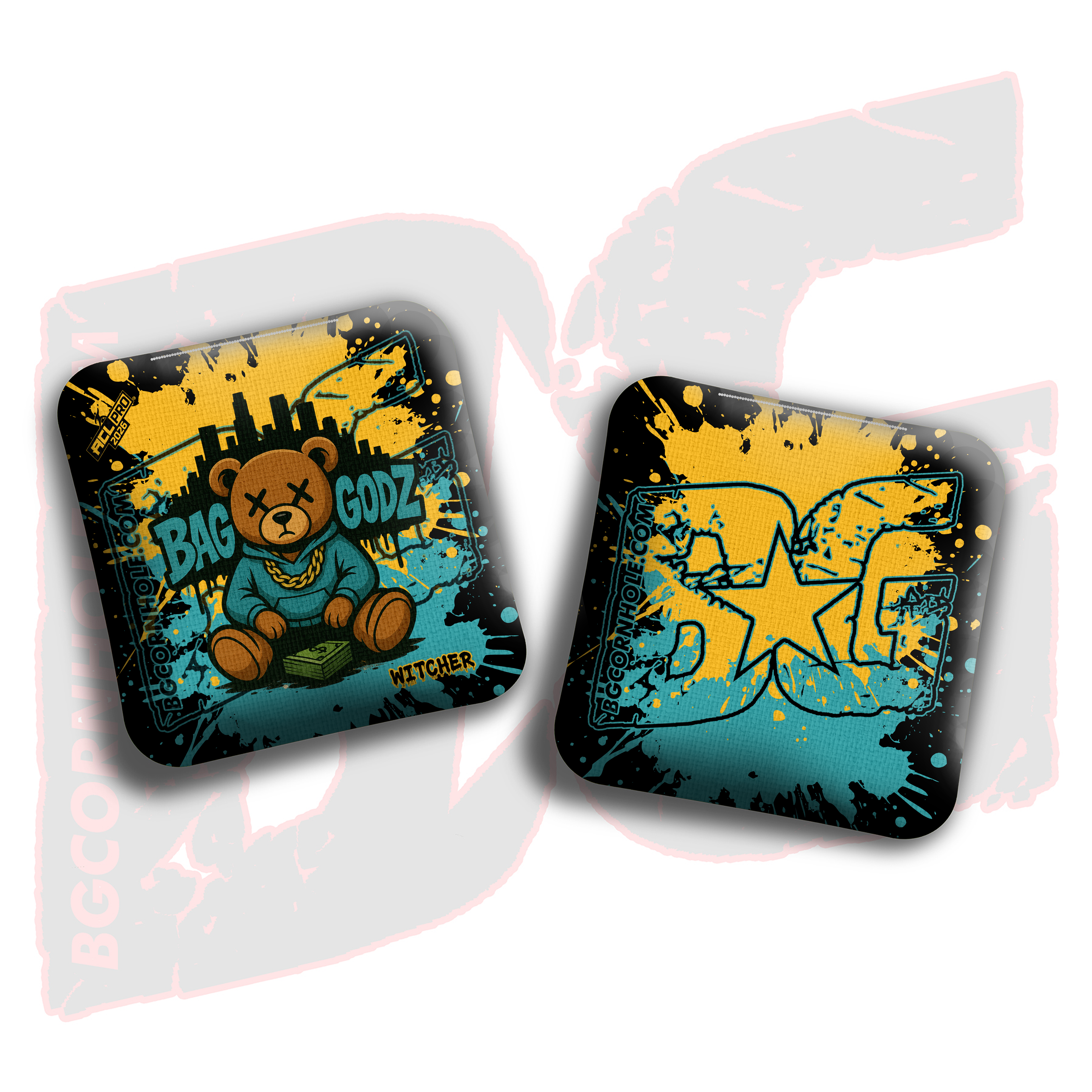 2026 BG Multiple Bag Models "LA Bear" - ACL Pro Stamped Cornhole Bags - SET OF 4 BAGS